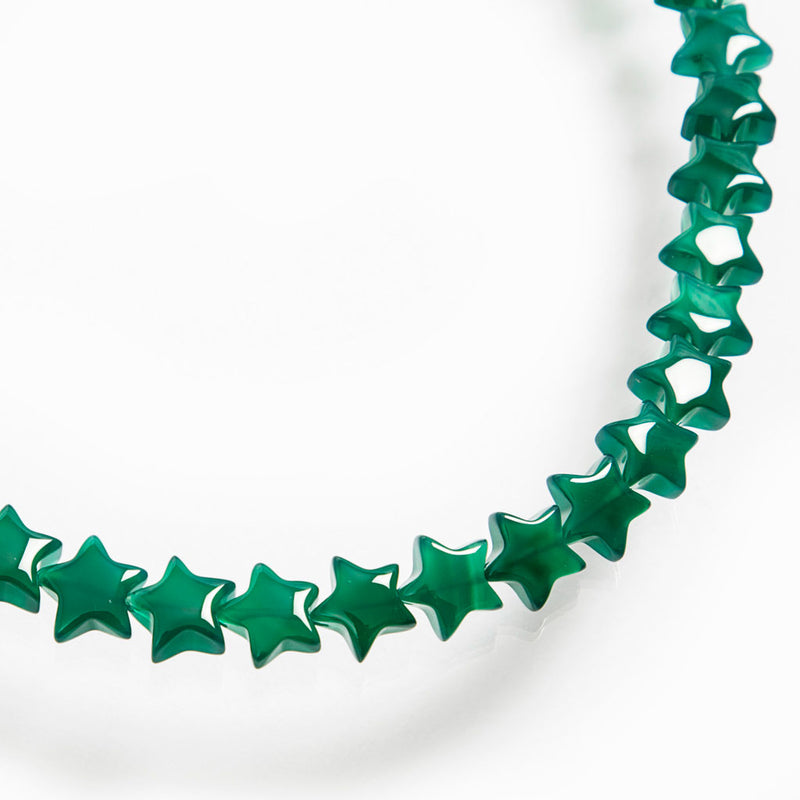 Collana girocollo stelle portafortuna in agata verde abisso e argento 925