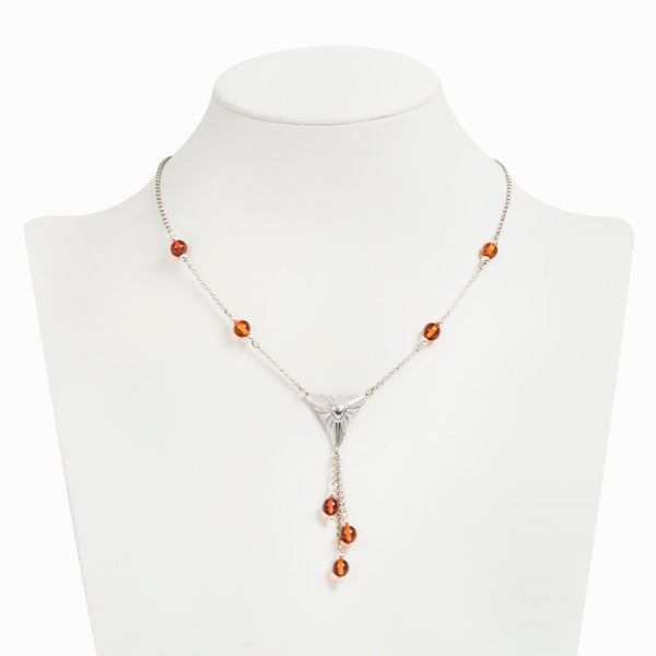 Collana Art Deco ambra baltica naturale e catena argento 925