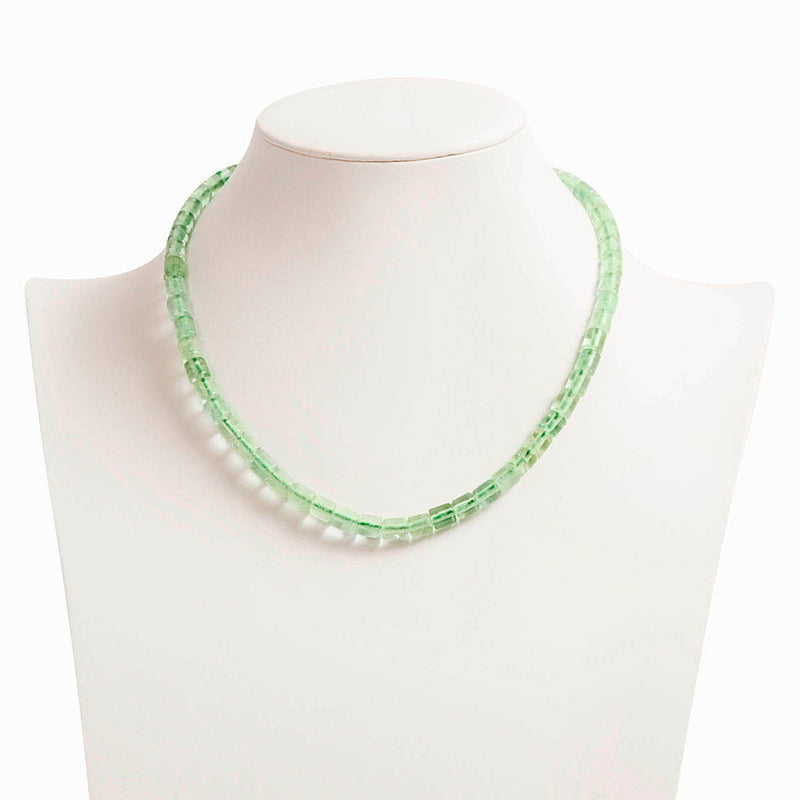 Collana girocollo fluorite verde chiusura in argento 925 rodiato