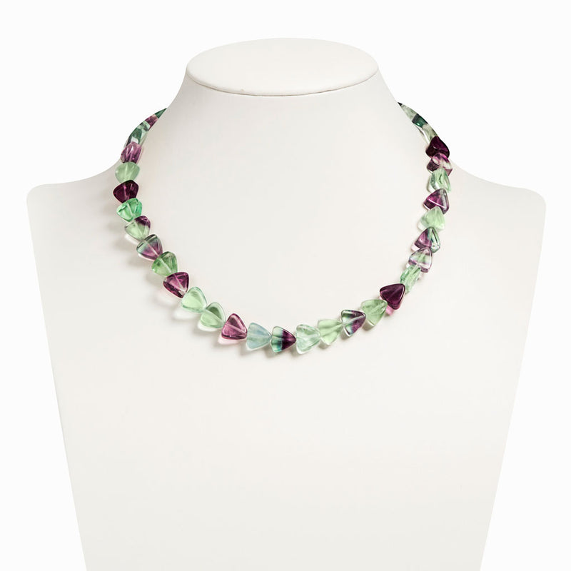 Collana girocollo fluorite multicolor e argento 925 rodiato