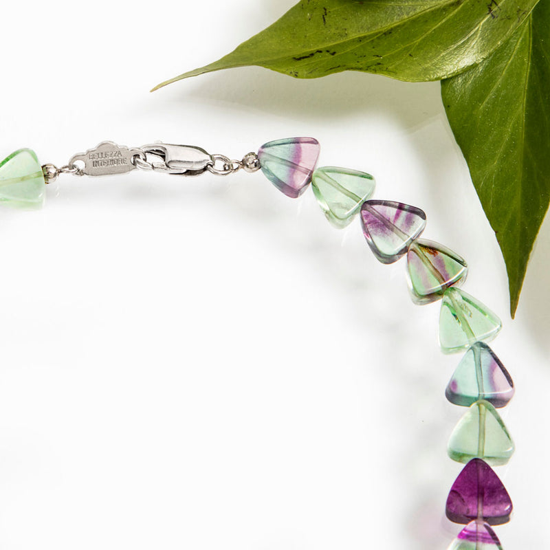 Collana girocollo fluorite multicolor e argento 925 rodiato