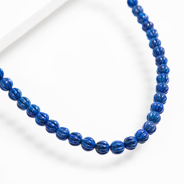 Collana girocollo lapislazzuli blu forma a fesoni argento 925 rodiato