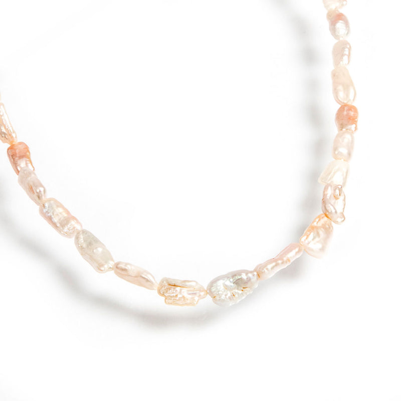 Collana girocollo perle coltivate Keshi | Chiusura argento 925