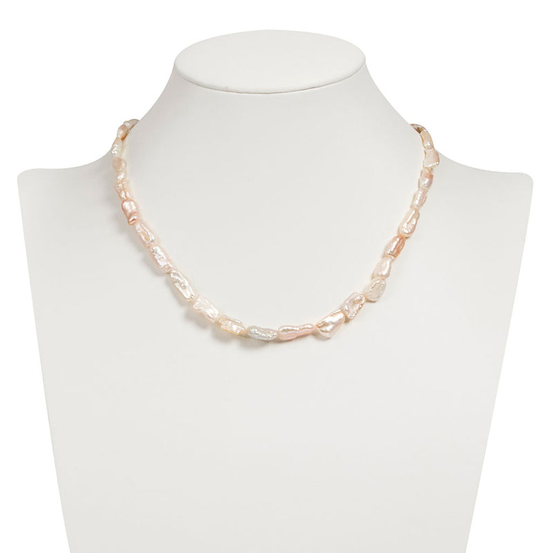Collana girocollo perle coltivate Keshi | Chiusura argento 925