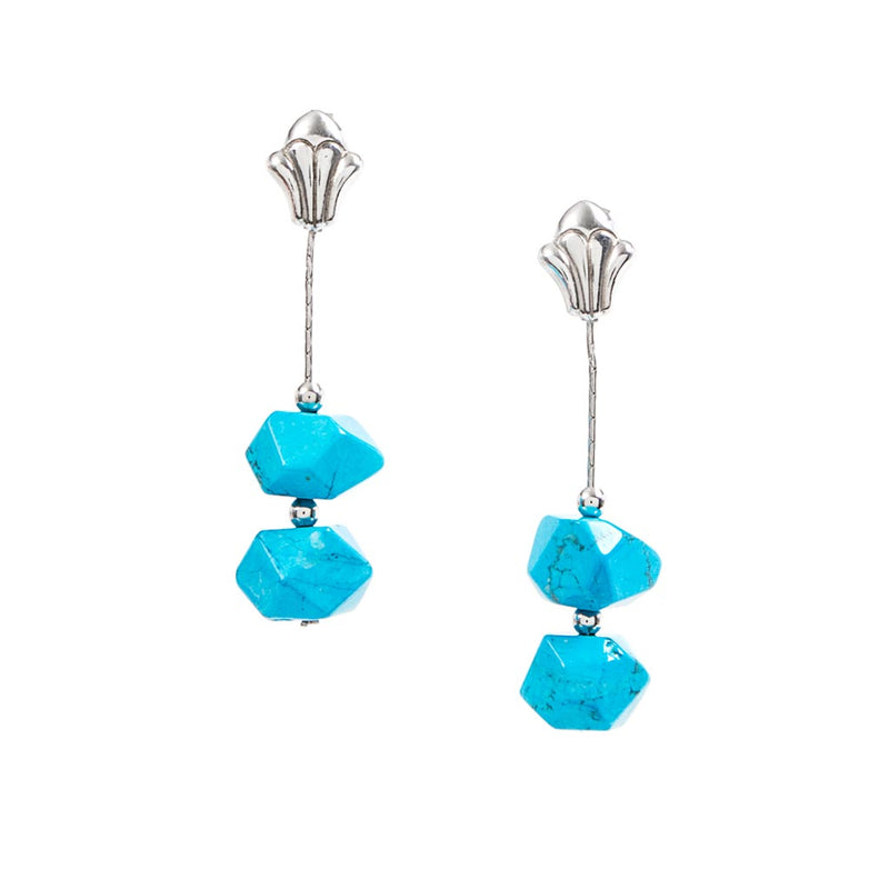 orecchini in argento 925 rodiato con pendenti Aulite azzurra 