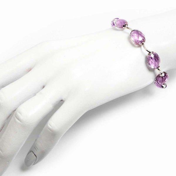 bracciale in argento 925 rodiato e ametista viola trasparente